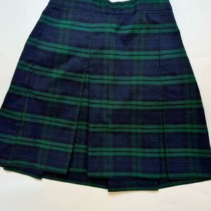 Flynn & O'Hara Skirt Girls School Uniform Plaid  Pleat Navy Green Sz 10